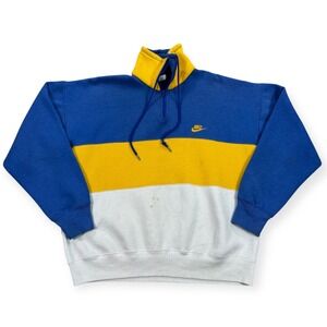Vintage Nike‎ Sweatshirt Men's XL Blue Yellow Quarter Zip Activewear 90s